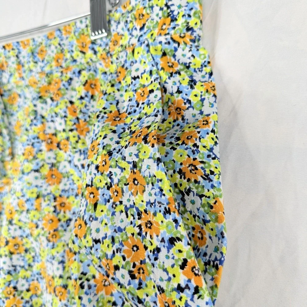 Land 'N Sea Women's SZ-L Orange Floral 55%Linen & Rayon Blend midi length skir‎